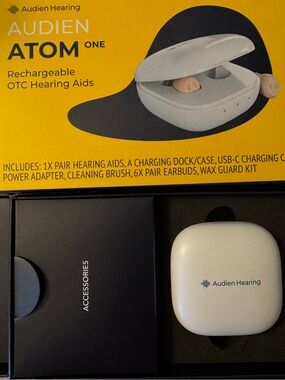 Audien Atom One Rechargeable OTC Hearing Aids - White